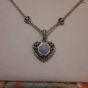 Judith Ripka Blue agate heart with 18" chain.